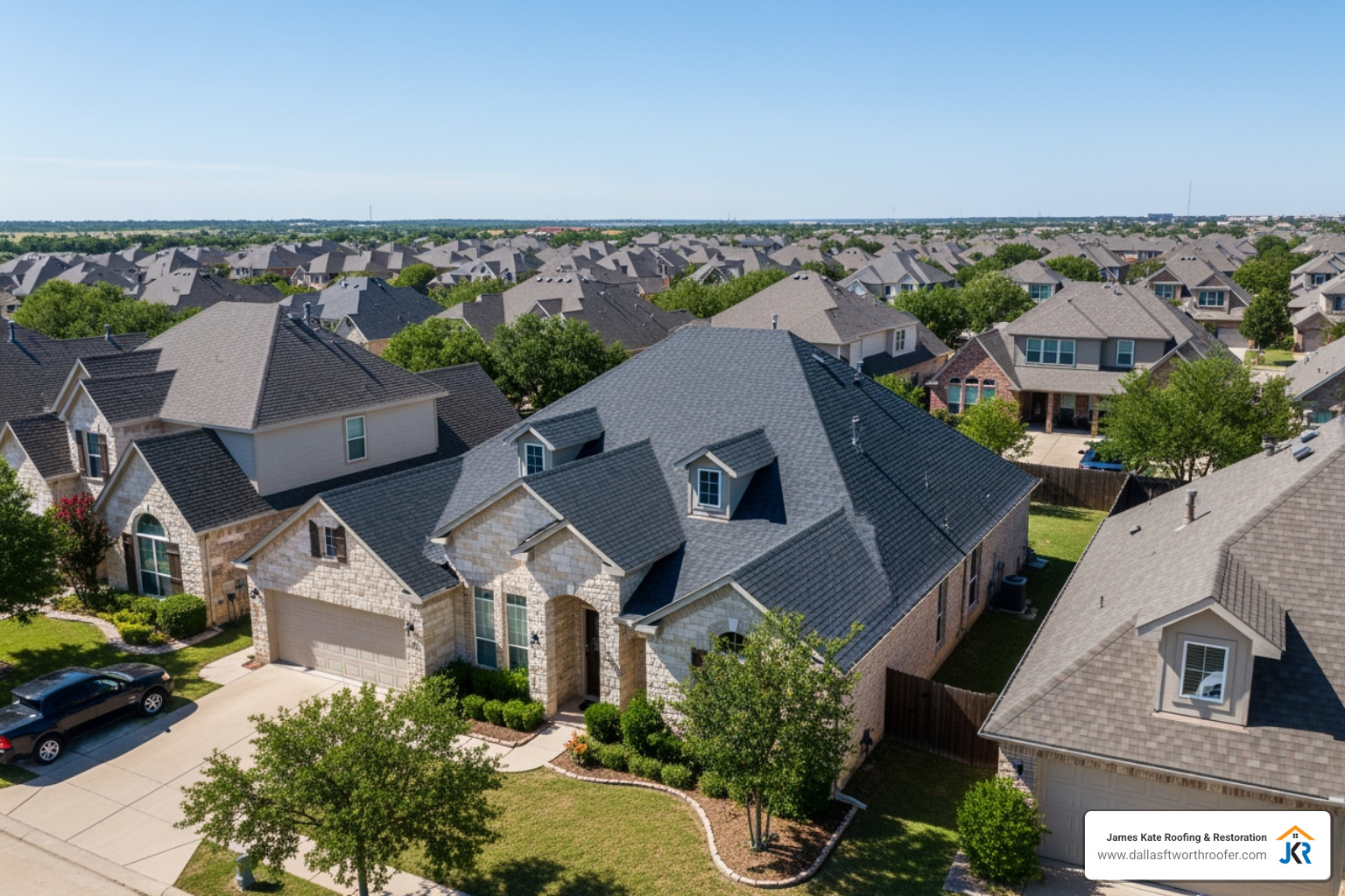 Fort Worth residential neighborhood with new roofing