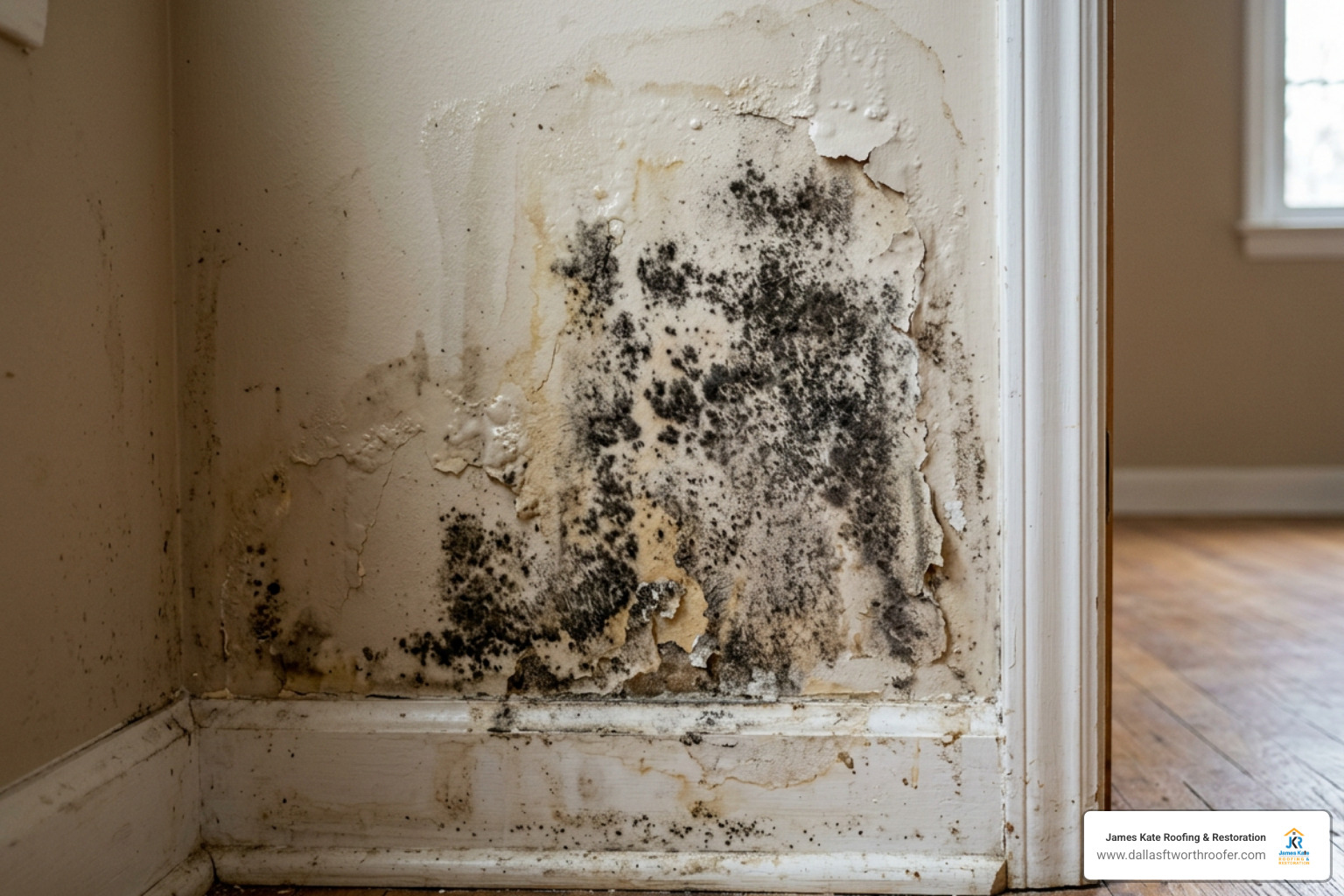 mold and water damage solar on drywall with moisture intrusion