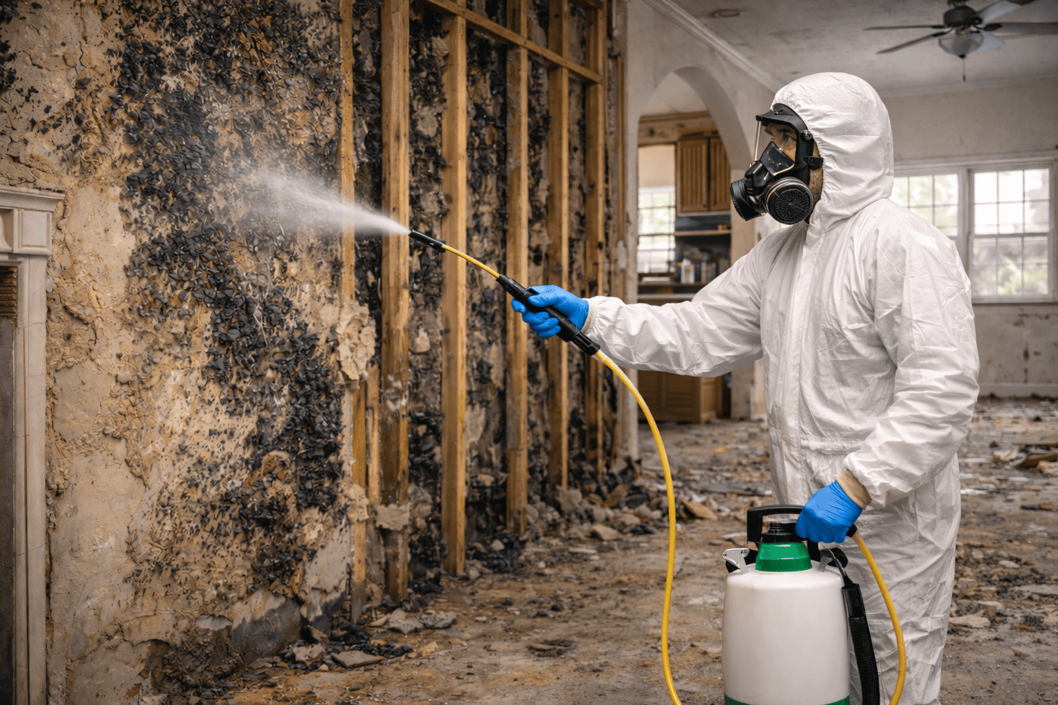 Mold Remediation in Fort Worth TX Mold remediation specialist removing mold from a Fort Worth Texas home