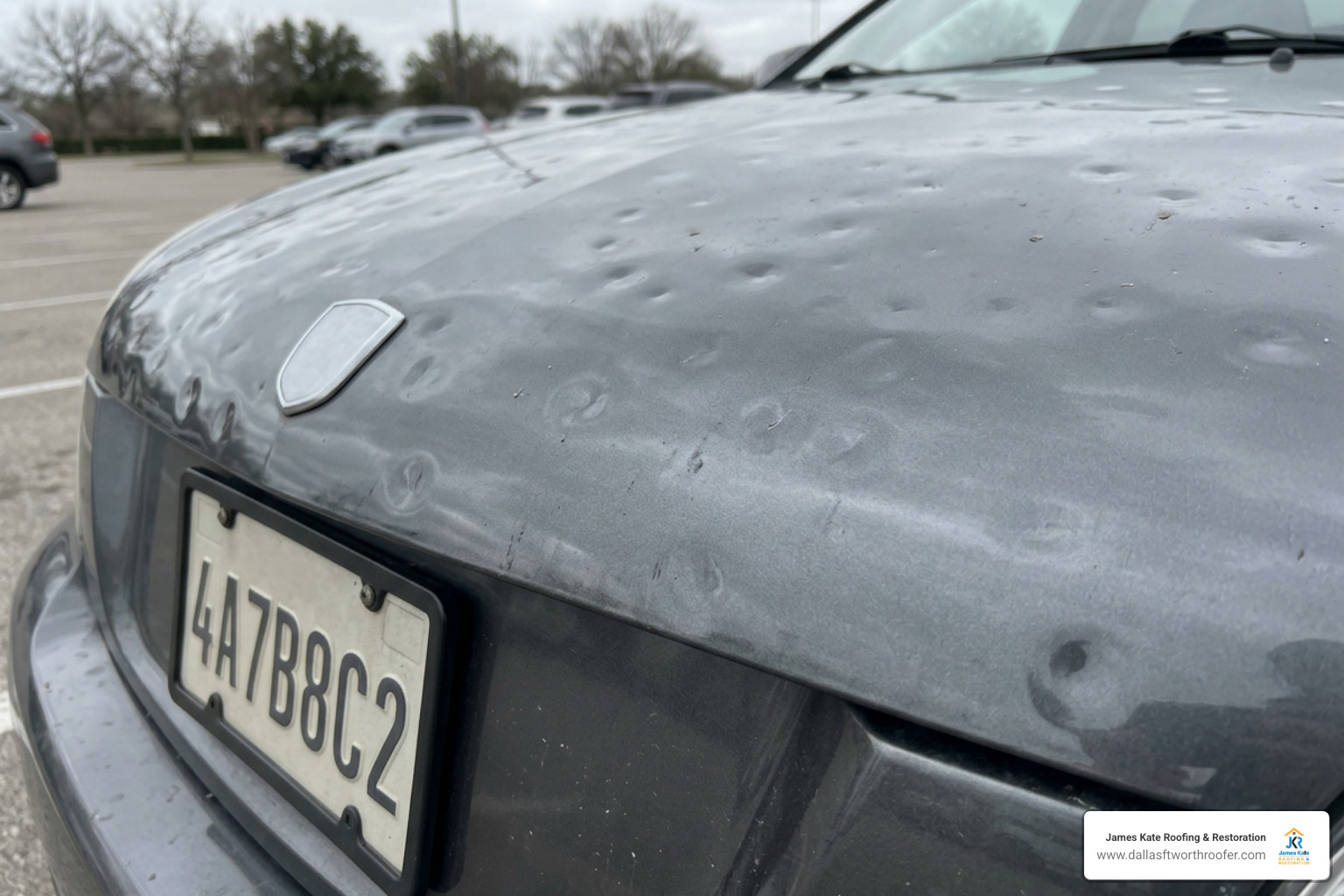 hail dented car hood