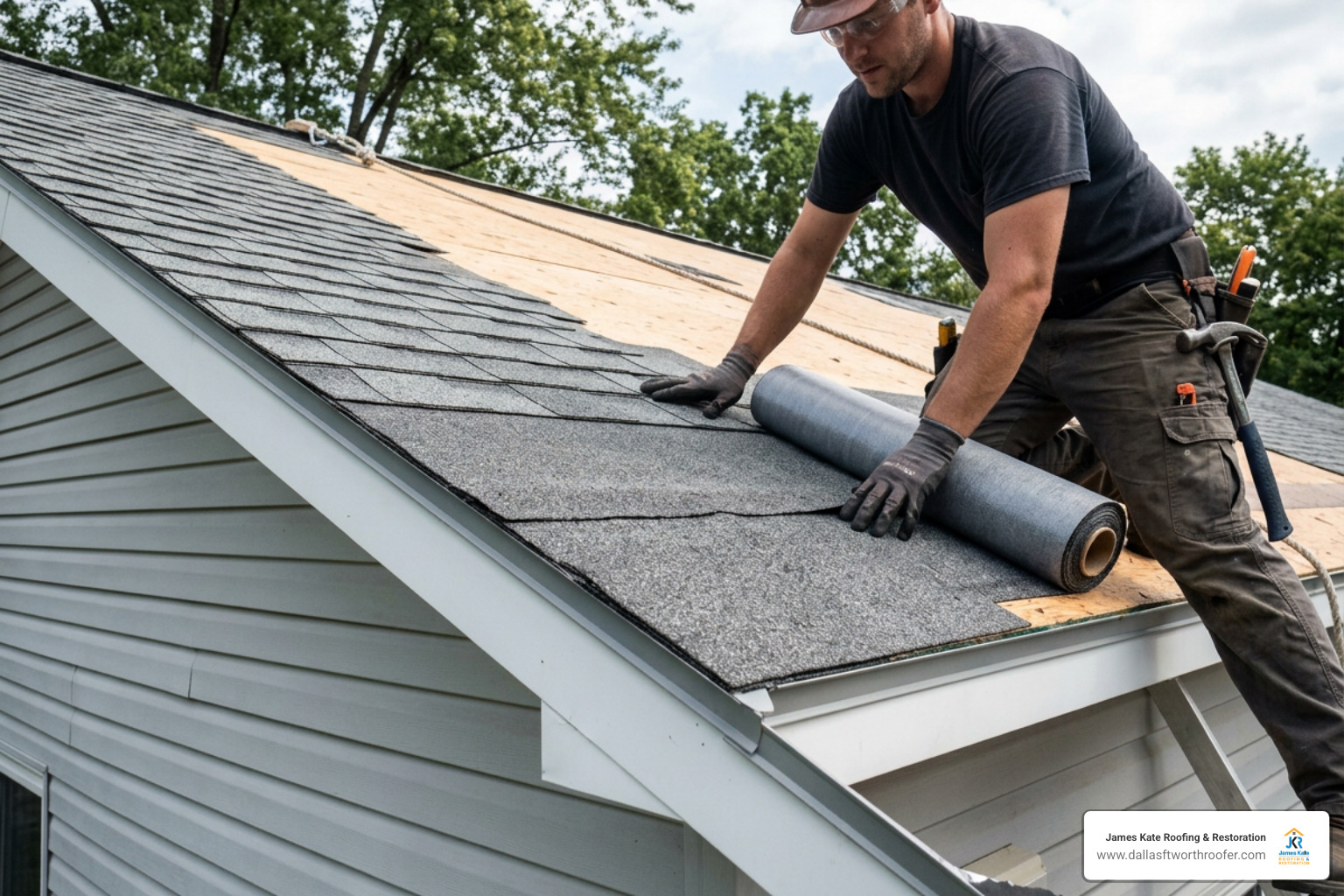 ice and water shield installation on roof eaves